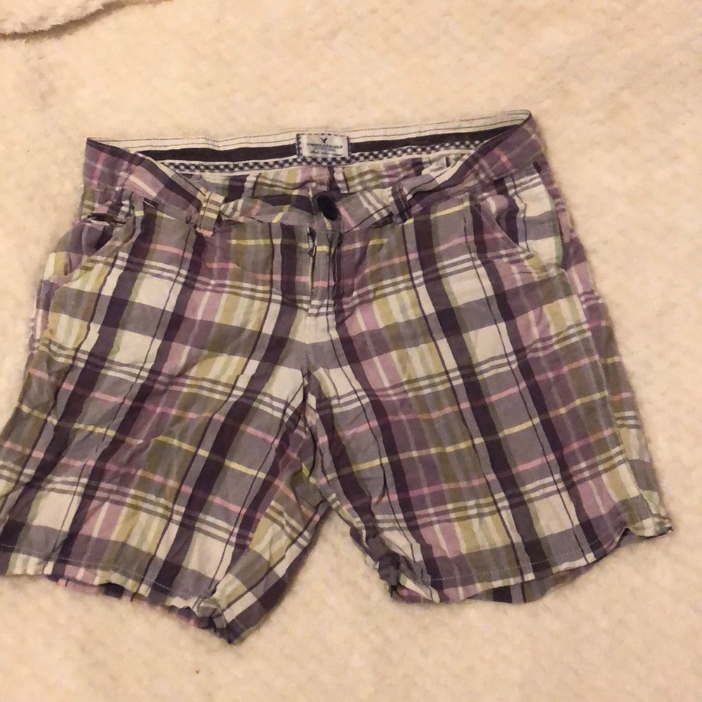 Purple Plaid American Eagle Shorts